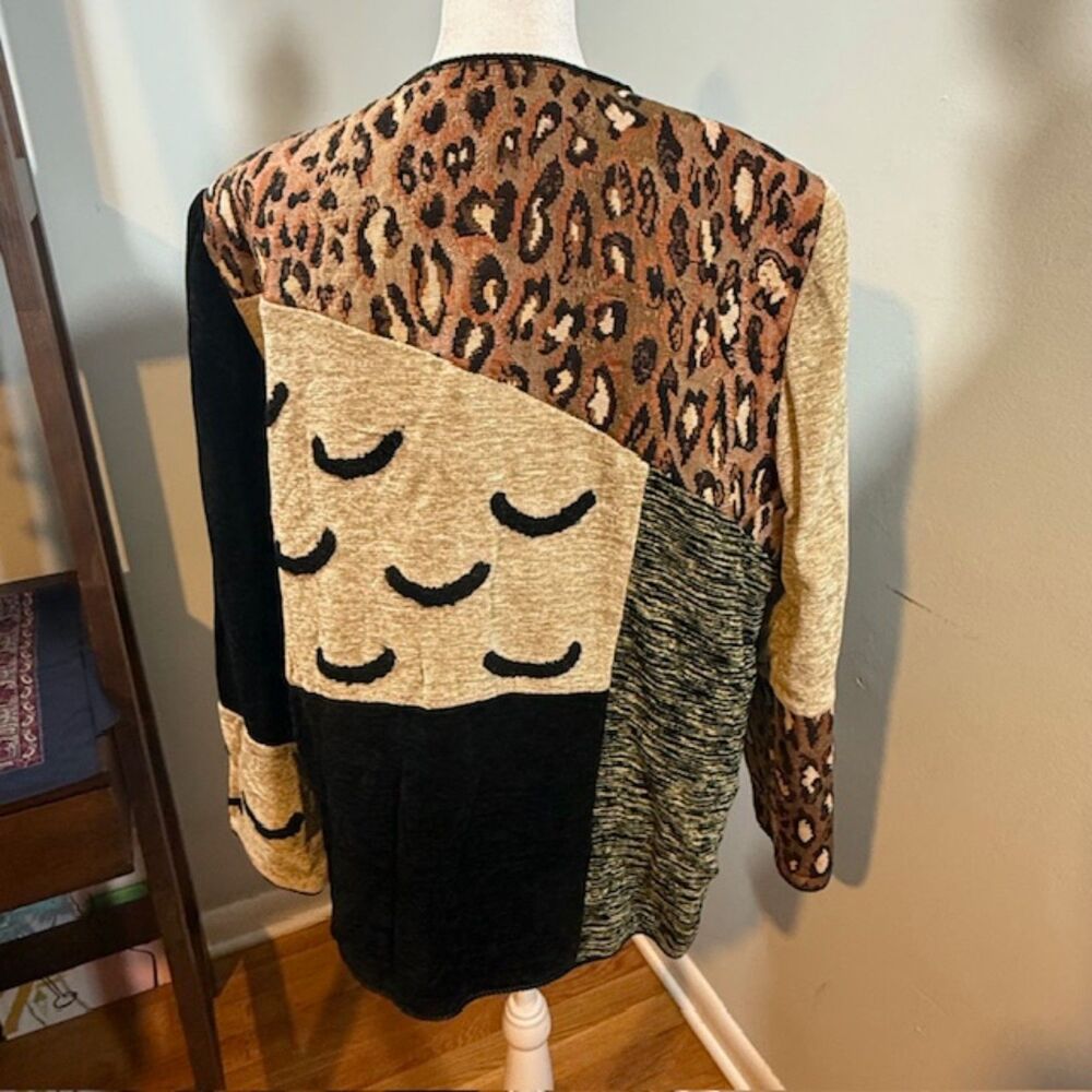 Vintage Indigo Moon Patchwork Leopard Cardigan L … - image 5